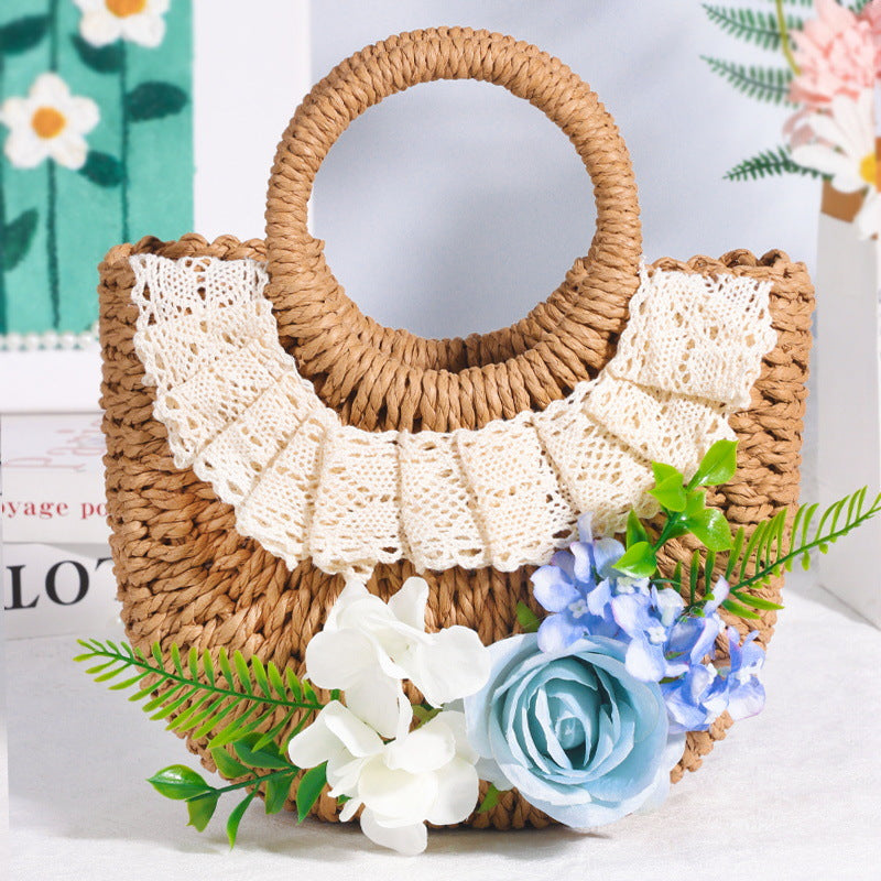 DIY Floral Straw Tote Bag Kit for Mother’s Day | Handmade Woven Handbag Craft Set with Artificial Flowers | Beginner Friendly 8-Minute DIY Gift Bag