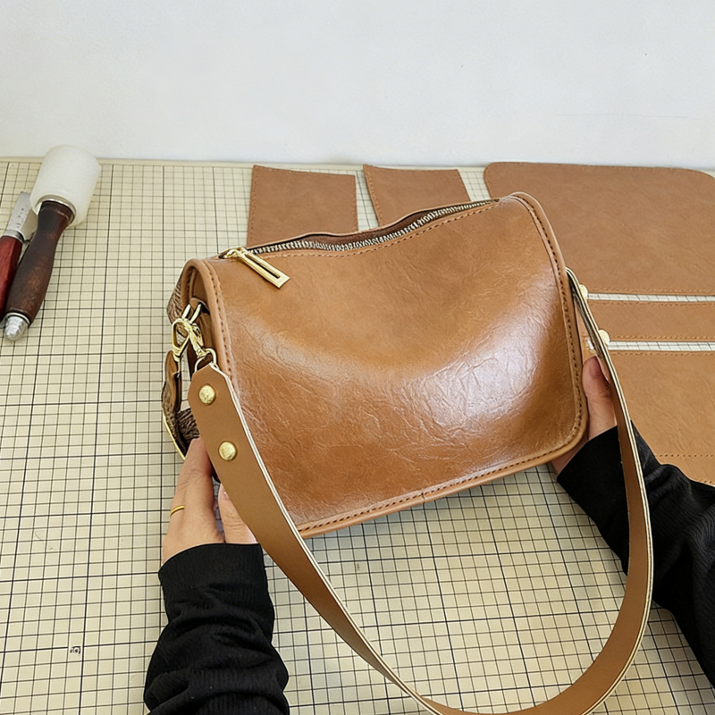 DIY PU Shoulder Bag Kit – Beginner-Friendly 8-Minute Handmade Craft Set | Pre-Cut Materials | Crossbody / Handbag / Tote Gift for Women