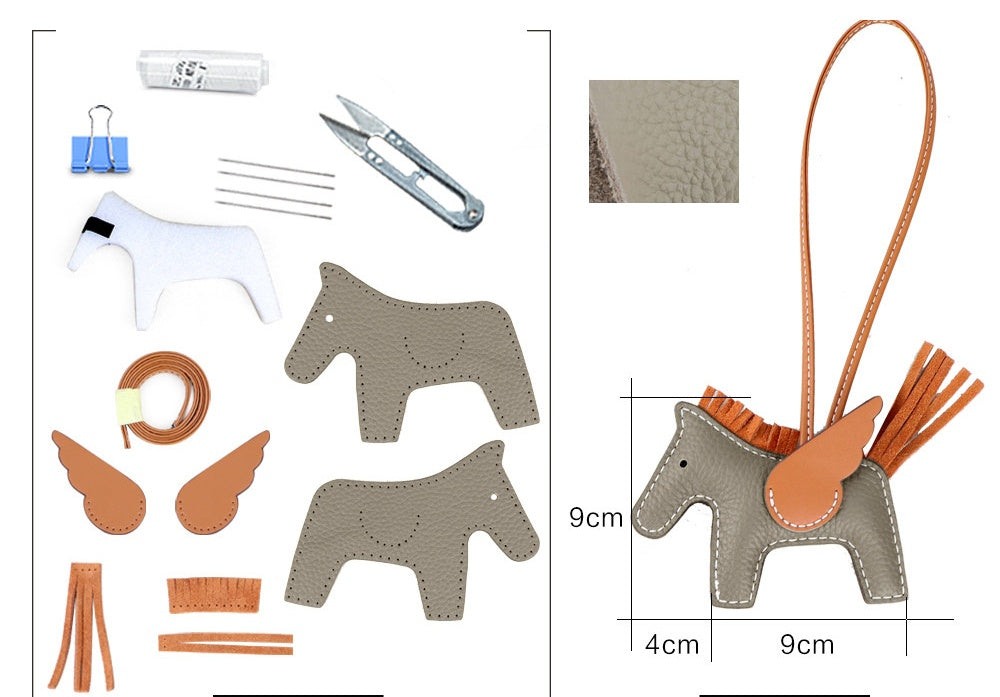 DIY Leather Angel Horse Charm Kit – Handmade Pony Keychain Bag Charm Craft Set for Beginners