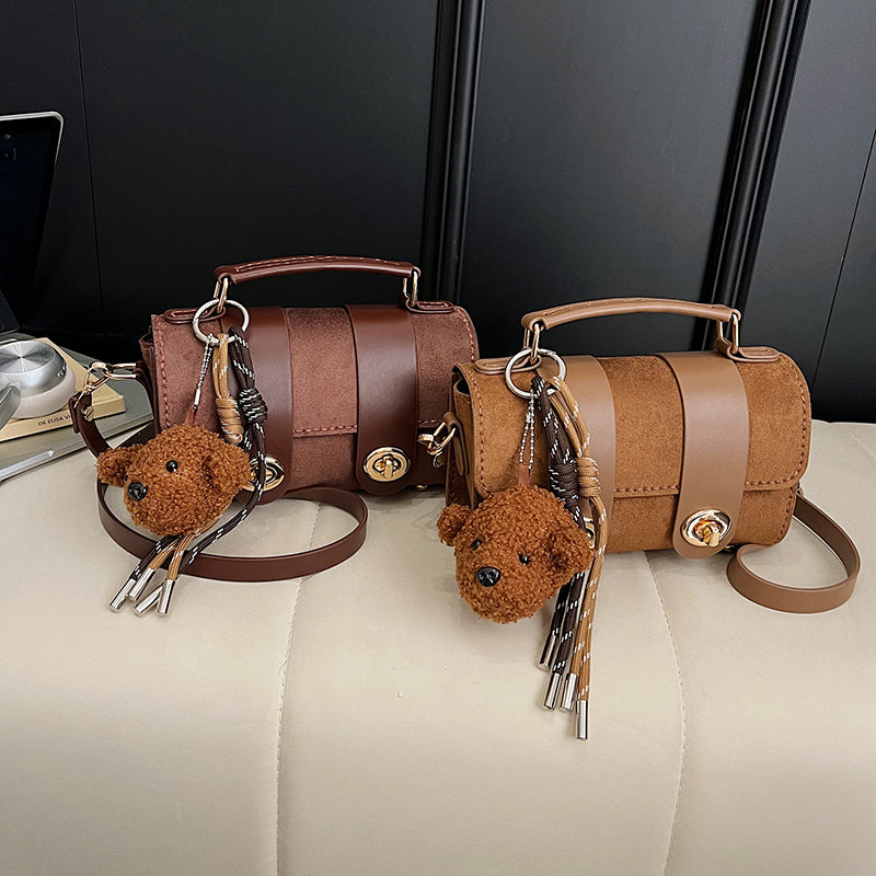 DIY Suede Leather Shoulder Bag Kit for Beginners – Handmade Crossbody Purse Sewing Kit with Pre-Cut Materials & Video Tutorial