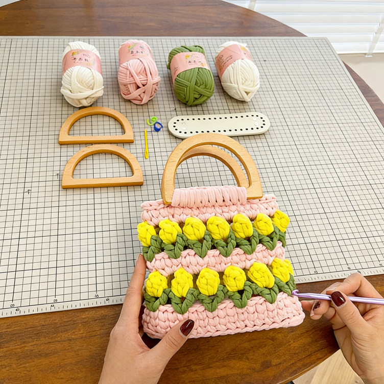 DIY Mini Tote Bag Sewing Kit – Handmade Fabric Handbag Craft Set for Beginners with Video Tutorial
