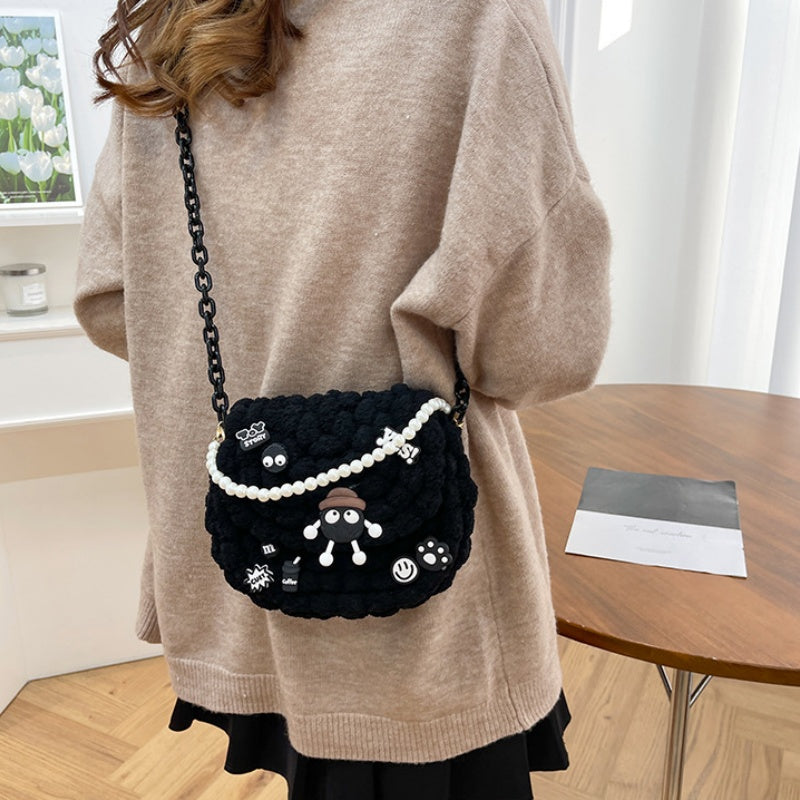 DIY Crochet Pearl Handle Bag Kit for Beginners | Handmade Yarn Shoulder & Crossbody Bag with Video Tutorial