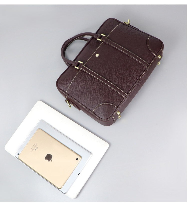DIY Leather Laptop Briefcase Kit – Beginner Men's Cowhide Work Bag