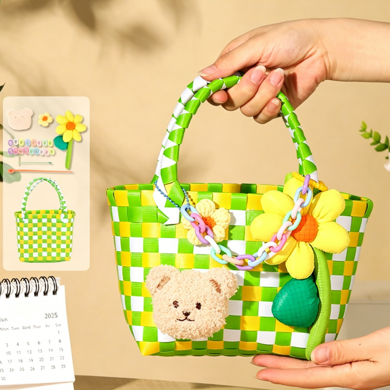 DIY Colorful Woven Tote Bag Kit for Mother’s Day | Handmade Handbag Craft Set with Pre-Cut Materials & Video Tutorial | Beginner Friendly Gift Bag