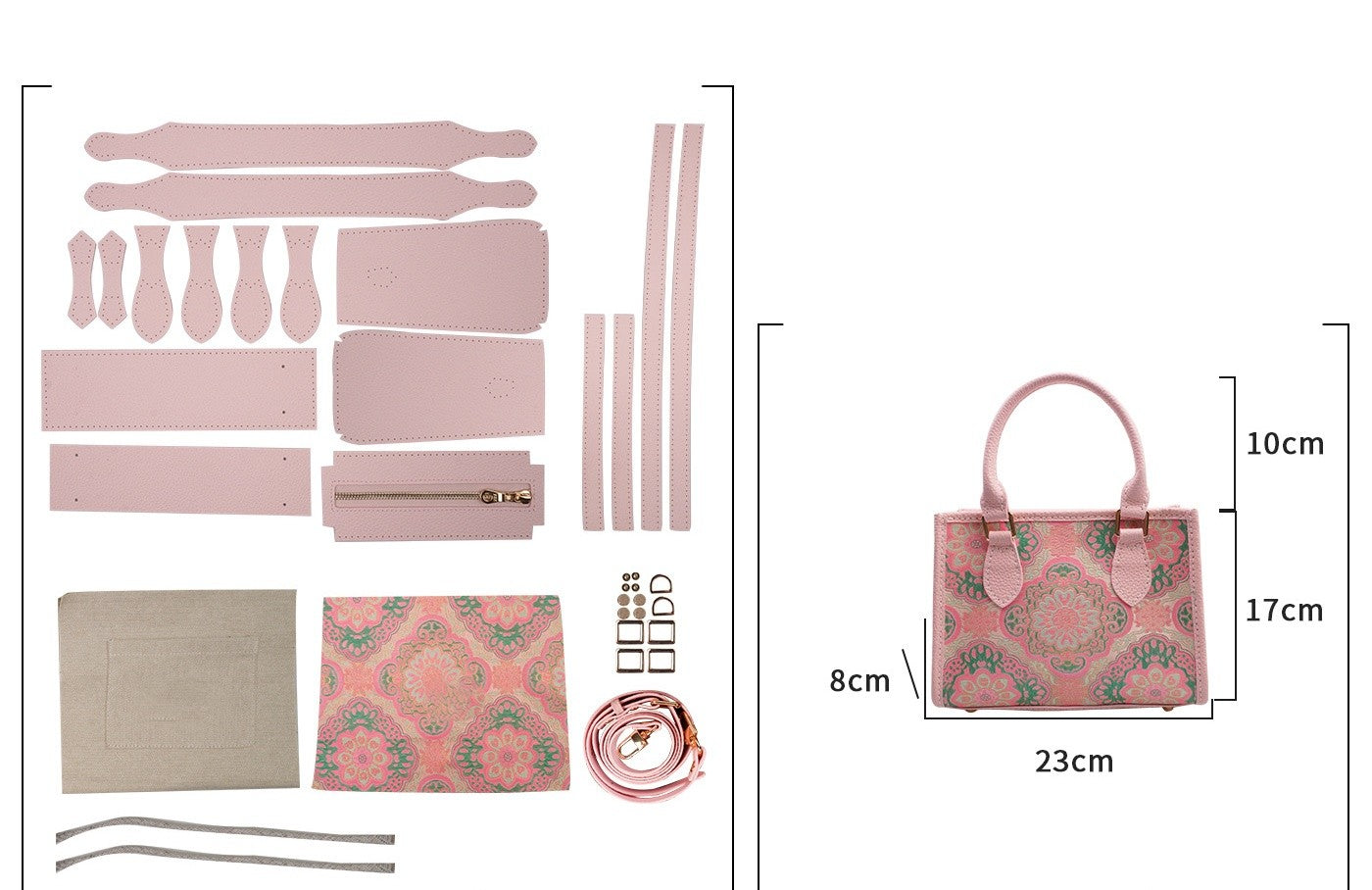 DIY Patchwork Tote Bag Kit | Genuine Leather & Microfiber Handmade Shoulder Bag Craft Set for Beginners