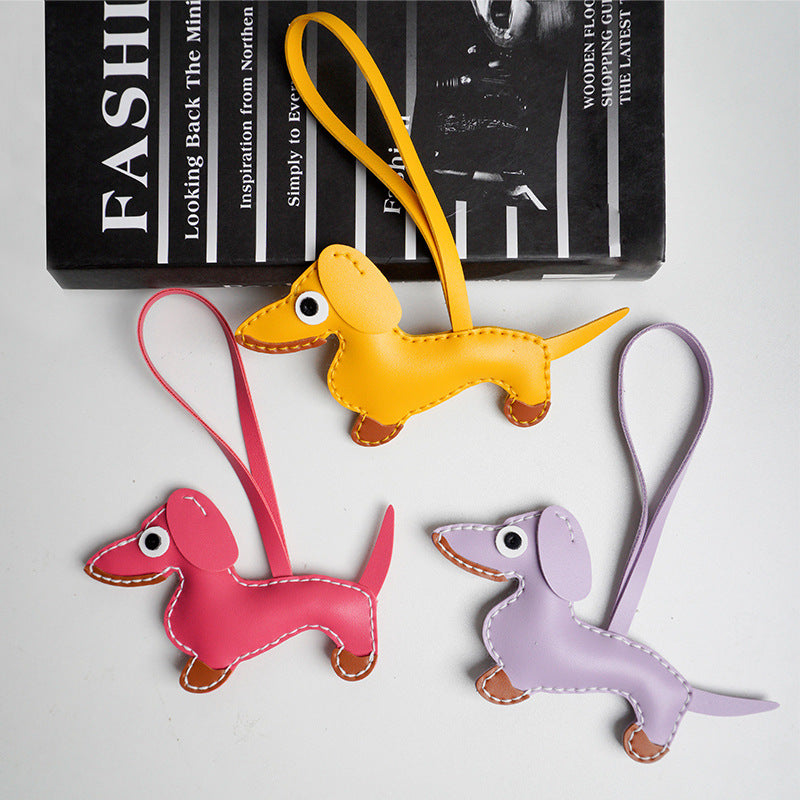 DIY Leather Dachshund Keychain Kit – Handmade Cute Dog Charm Craft Set for Beginners (PU Leather)