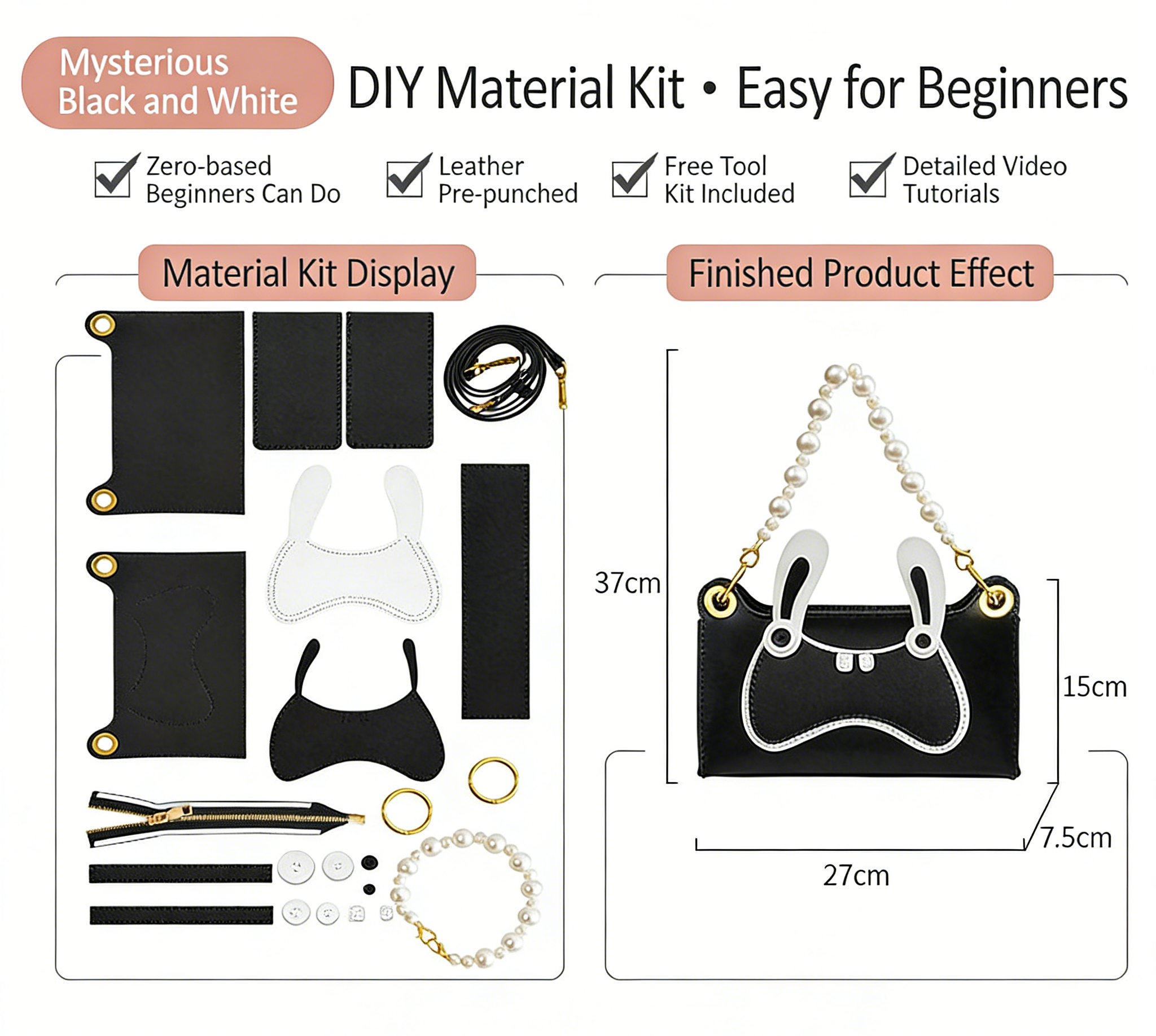 DIY Genuine Leather Shoulder Bag Kit – Handmade Cowhide Crossbody Bag Craft Set for Beginners with Video Tutorial (Elegant Daily Style, Multi Colors)
