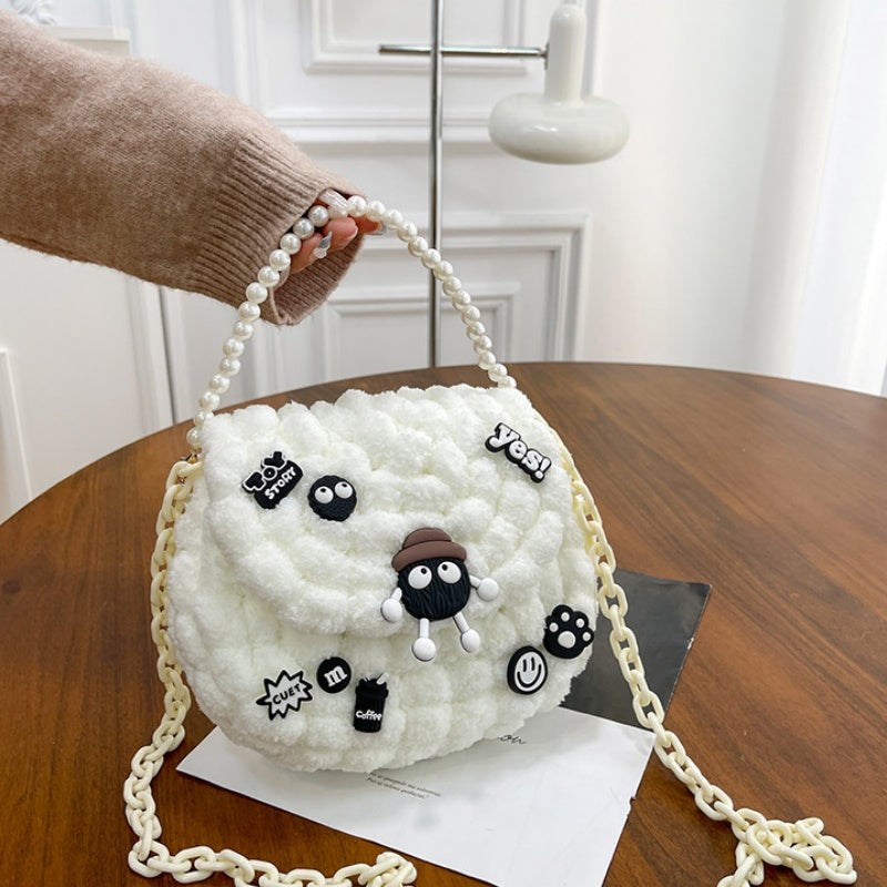 DIY Crochet Pearl Handle Bag Kit for Beginners | Handmade Yarn Shoulder & Crossbody Bag with Video Tutorial