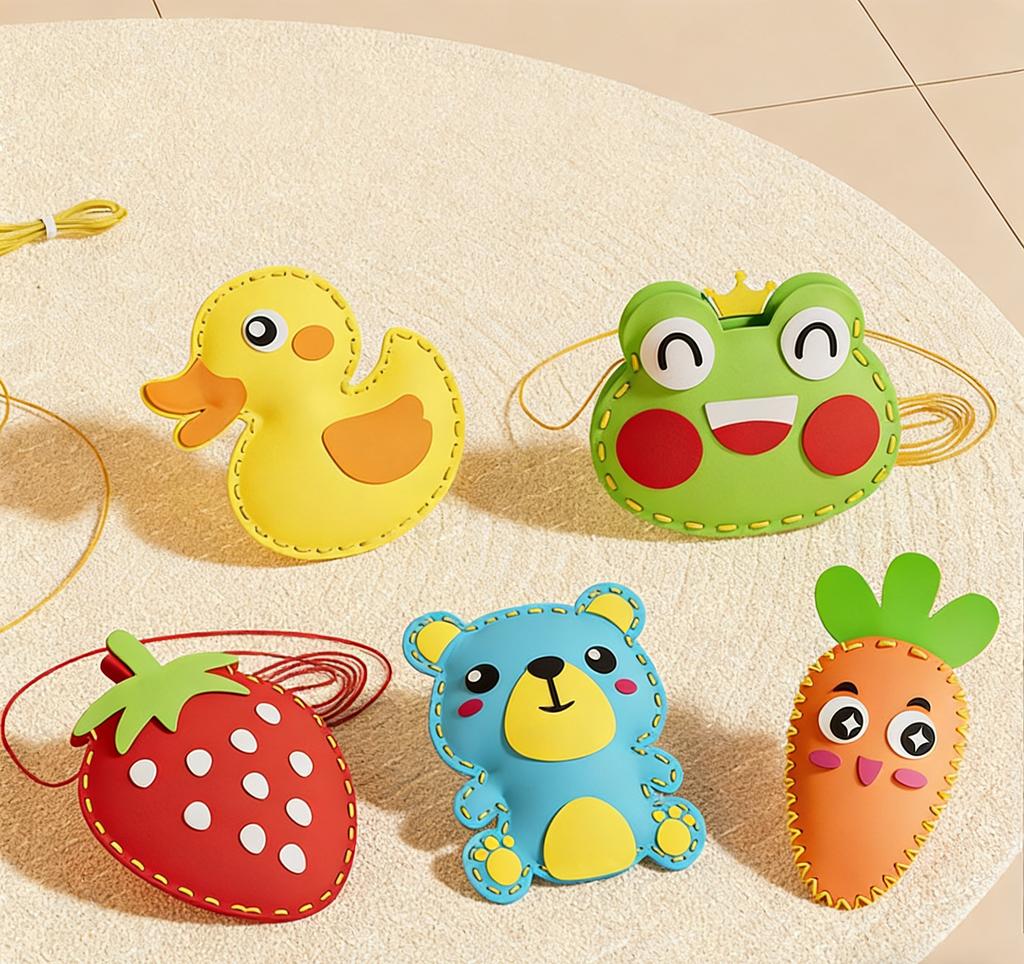 DIY Felt Doll Keychain Craft Kit for Kids – Handmade Sewing Activity Set with 5 Random Designs & Video Tutorial