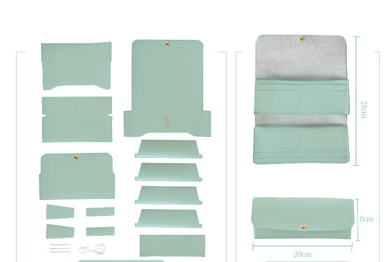 DIY Genuine Leather Long Card Holder Wallet Kit – Handmade Bifold Card Wallet Craft Kit for Beginners with Video Tutorial