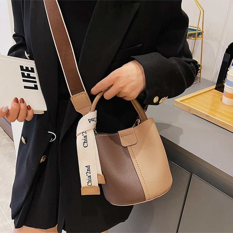 DIY PU Leather Bucket Bag Kit for Beginners – Handmade Shoulder & Crossbody Bag Craft Kit with Pre-Cut Materials and Video Tutorial