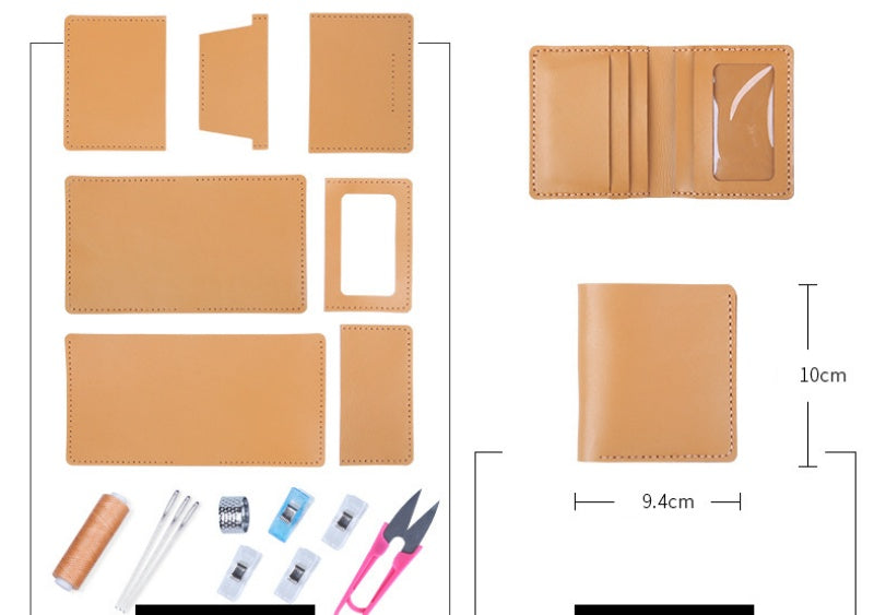 DIY Leather Wallet Kit for Beginners | Handmade Vertical Bi-Fold Cowhide Wallet Craft Set with Video Tutorial