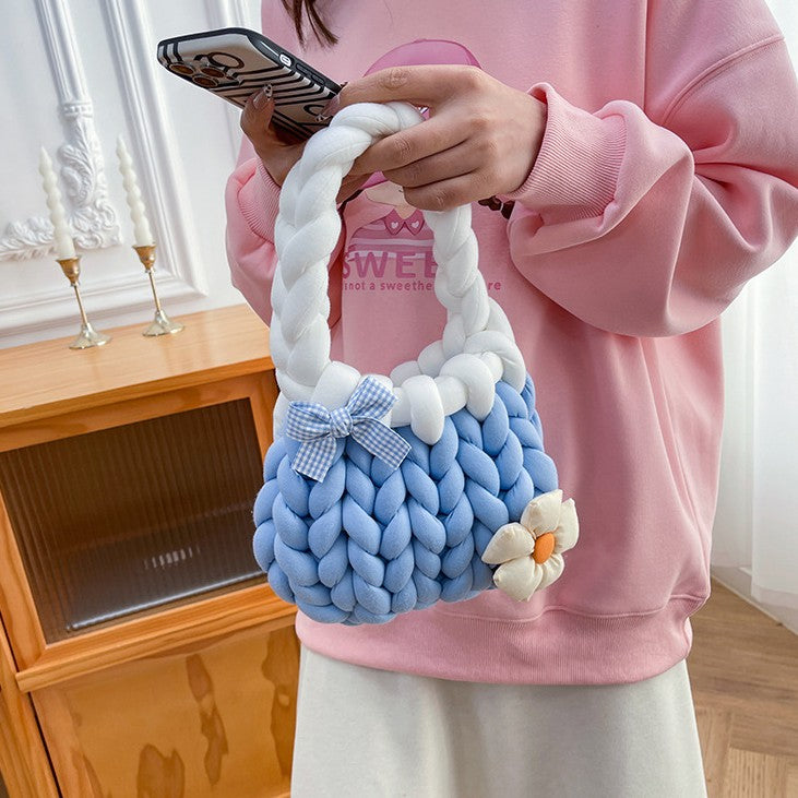 DIY Crochet Handbag Kit for Beginners – Handmade Tote Bag Craft Kit with Soft Yarn, Complete Materials & Video Tutorial