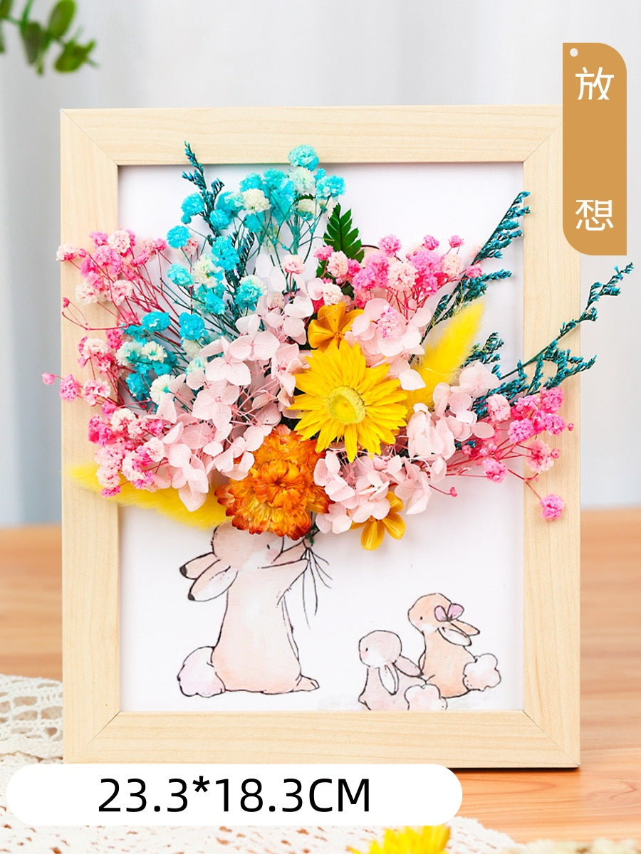 DIY Dried Flower Photo Frame Kit | Natural Preserved Flower Craft Set with Wooden Frame | Handmade Home Decor & Gift for Mother’s Day