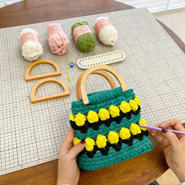DIY Mini Tote Bag Sewing Kit – Handmade Fabric Handbag Craft Set for Beginners with Video Tutorial
