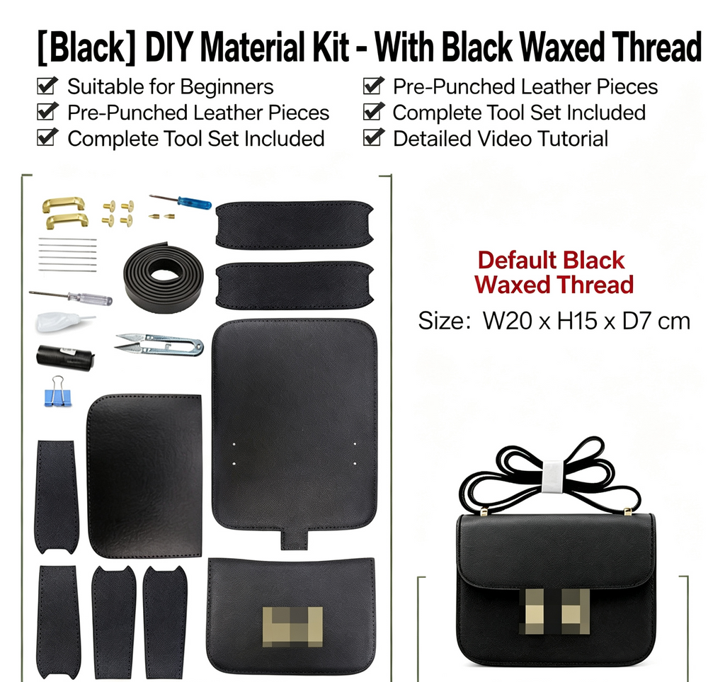 DIY Genuine Leather Crossbody Bag Kit for Beginners – Handmade Shoulder Purse Making Set with Video Tutorial & Complete Materials