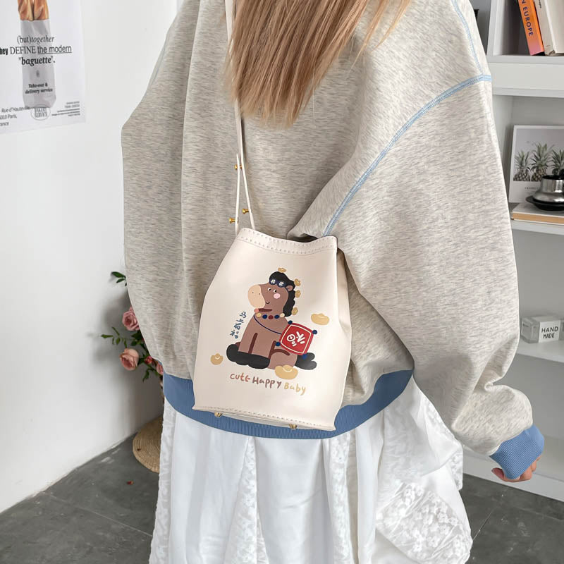 DIY PU Leather Bucket Bag Kit for Beginners – Handmade Crossbody Shoulder Bag Sewing Kit with Pre-Cut Materials & Video Tutorial