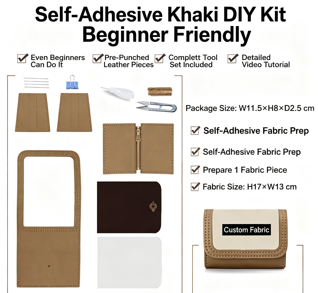 DIY Leather Coin Purse Kit – Handmade Genuine Leather Mini Wallet Craft Set for Beginners with Video Tutorial
