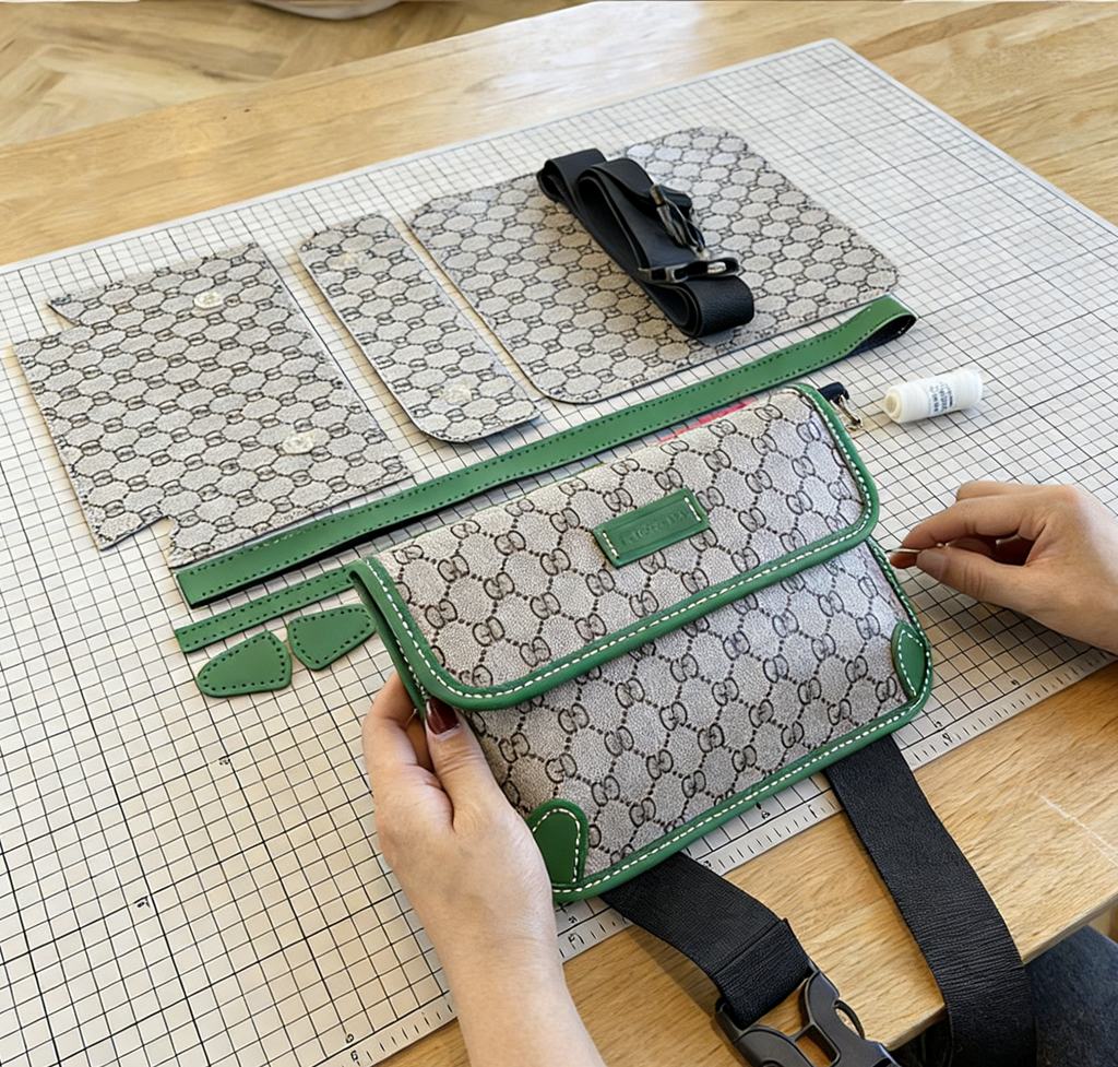 DIY PU Leather Crossbody Bag Kit – Handmade Shoulder Bag Craft Kit for Beginners with Video Tutorial (Letter Design Vintage Style)