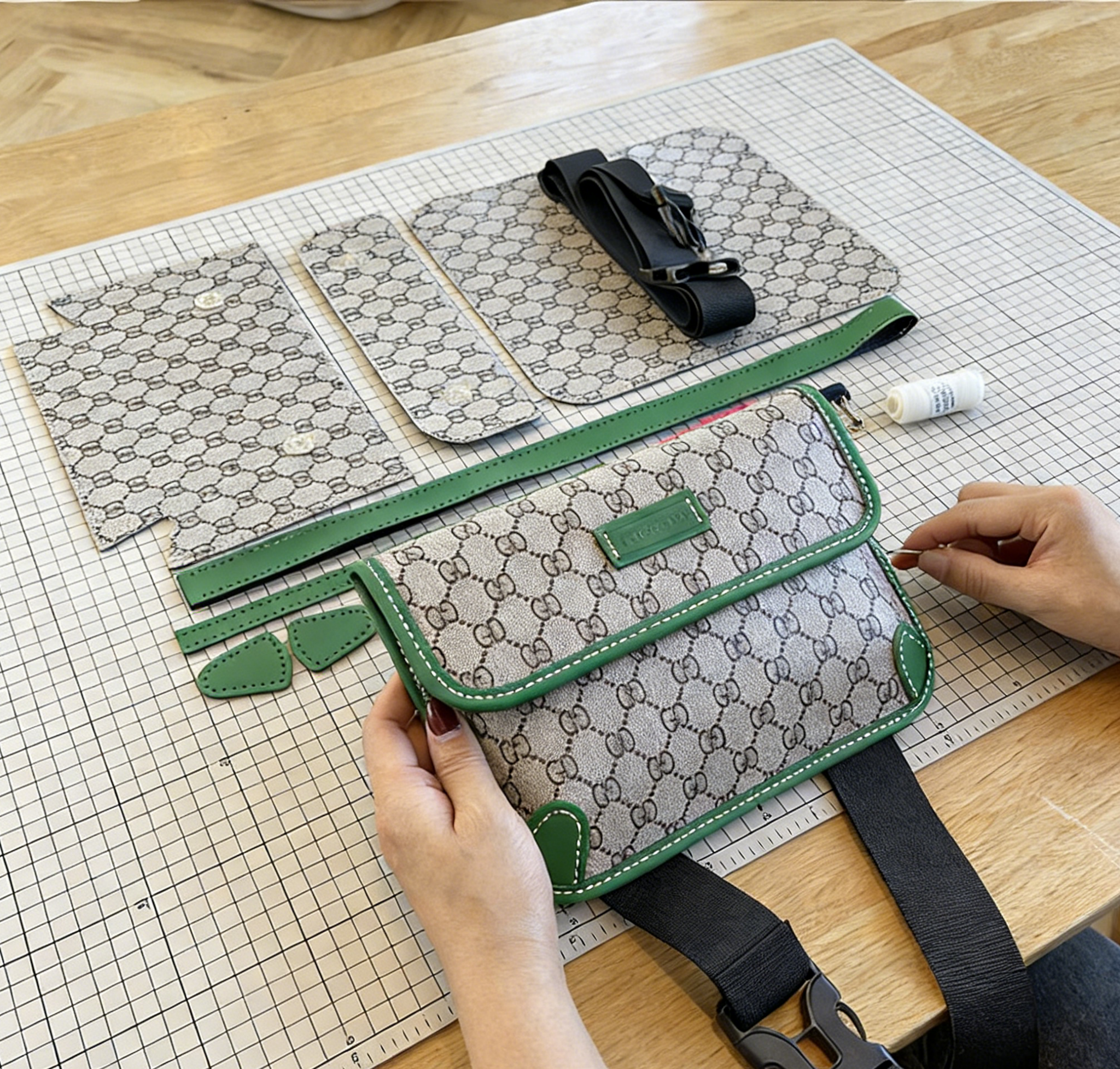 DIY PU Leather Crossbody Bag Kit – Handmade Shoulder Bag Craft Kit for Beginners with Video Tutorial (Letter Design Vintage Style)