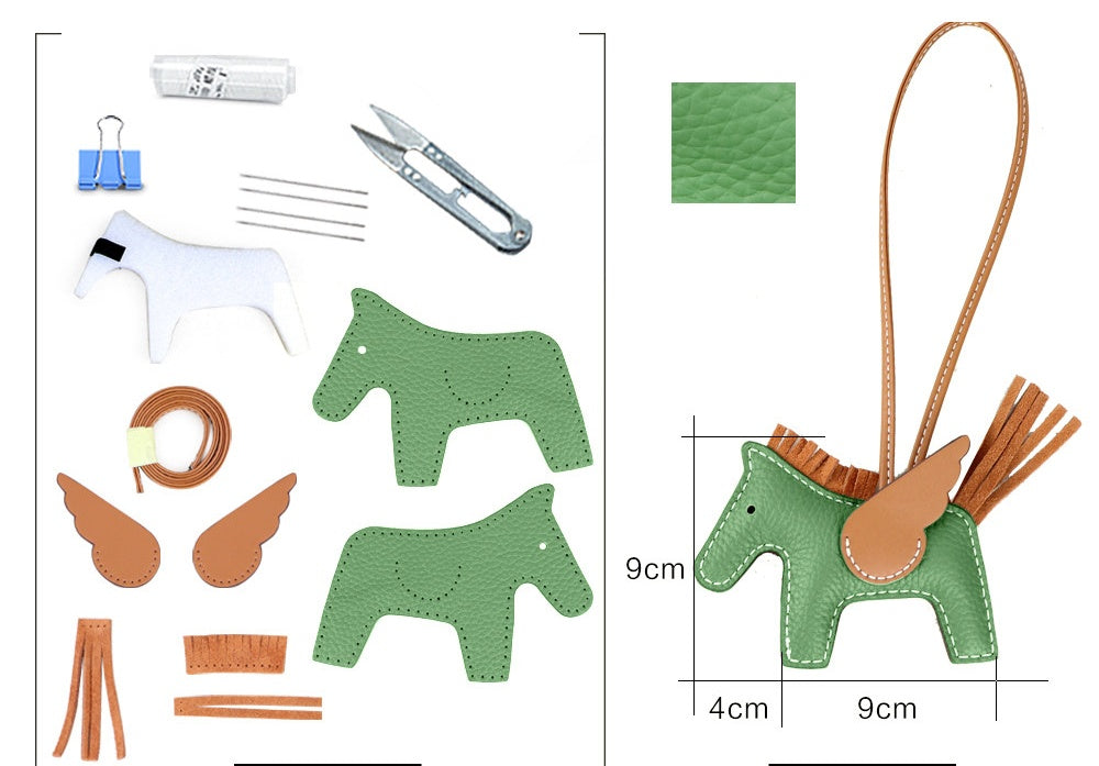 DIY Leather Angel Horse Charm Kit – Handmade Pony Keychain Bag Charm Craft Set for Beginners