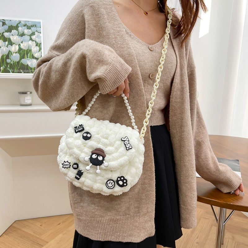 DIY Crochet Pearl Handle Bag Kit for Beginners | Handmade Yarn Shoulder & Crossbody Bag with Video Tutorial