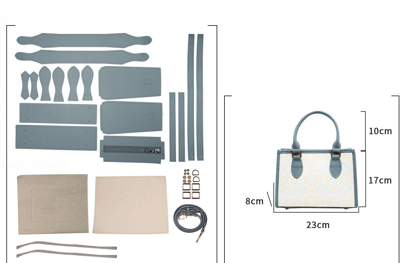 DIY Patchwork Tote Bag Kit | Genuine Leather & Microfiber Handmade Shoulder Bag Craft Set for Beginners