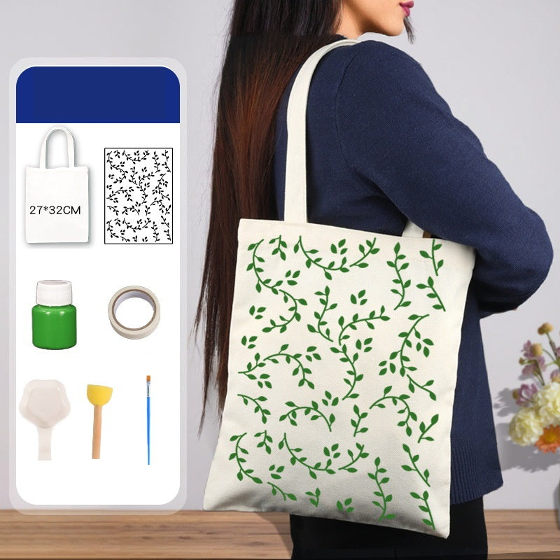 DIY Traditional Printing Canvas Tote Bag Kit – Non-Heritage Art Craft Set with Paint & Stencils
