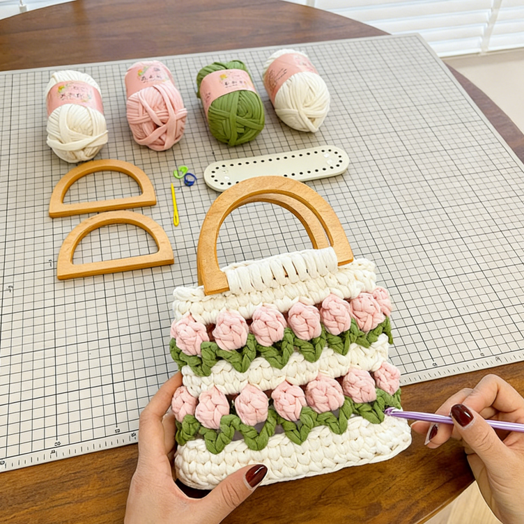DIY Mini Tote Bag Sewing Kit – Handmade Fabric Handbag Craft Set for Beginners with Video Tutorial