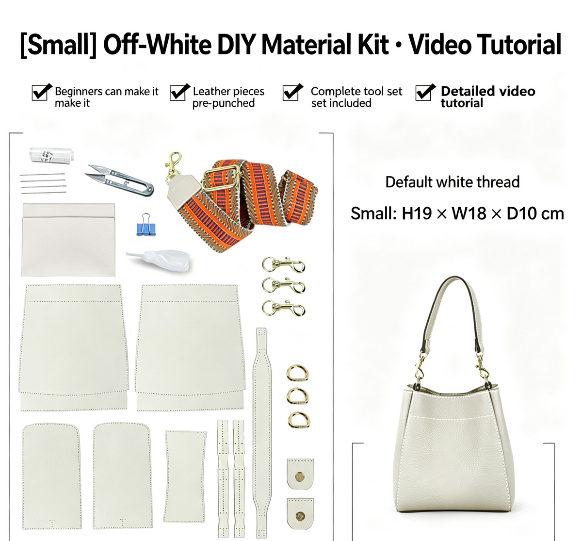 DIY Woven Leather Bucket Bag Kit – Full-Grain Leather Shoulder & Crossbody Bag Making Kit