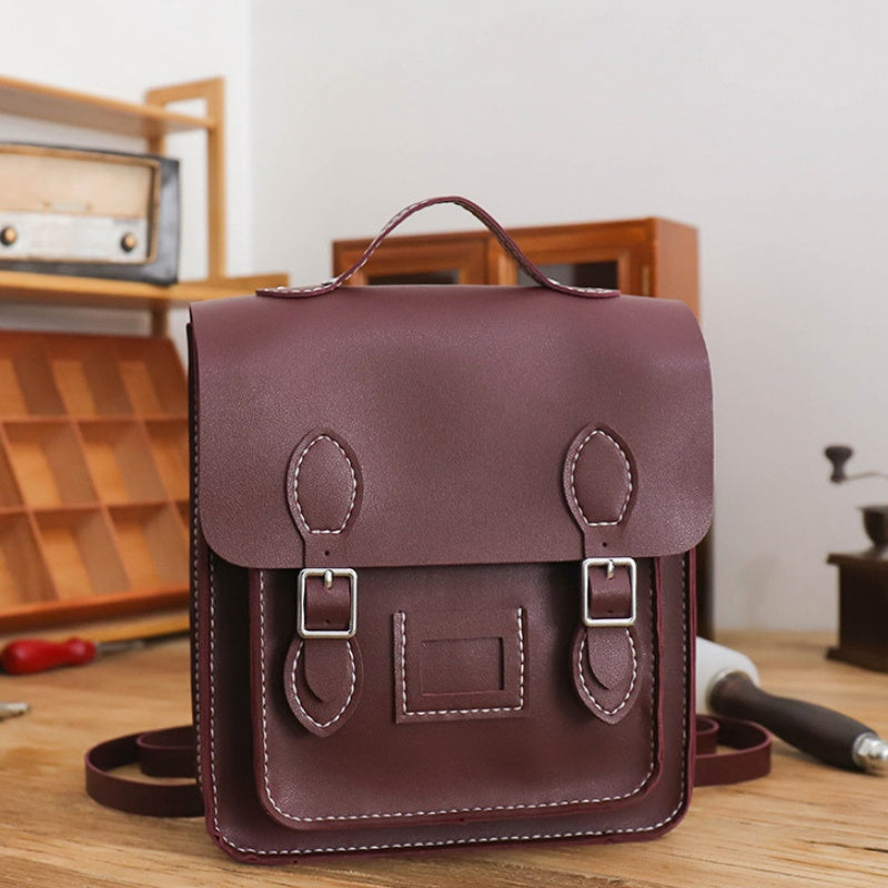 DIY PU Leather Backpack Kit for Beginners – Handmade Convertible Shoulder Bag with Pre-Cut Pieces & Video Tutorial