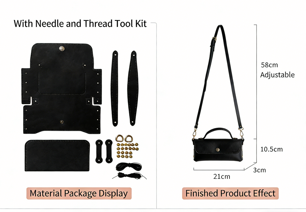 DIY PU Leather Handbag Kit | Beginner-Friendly Crossbody & Handheld Craft Set with Video Tutorial