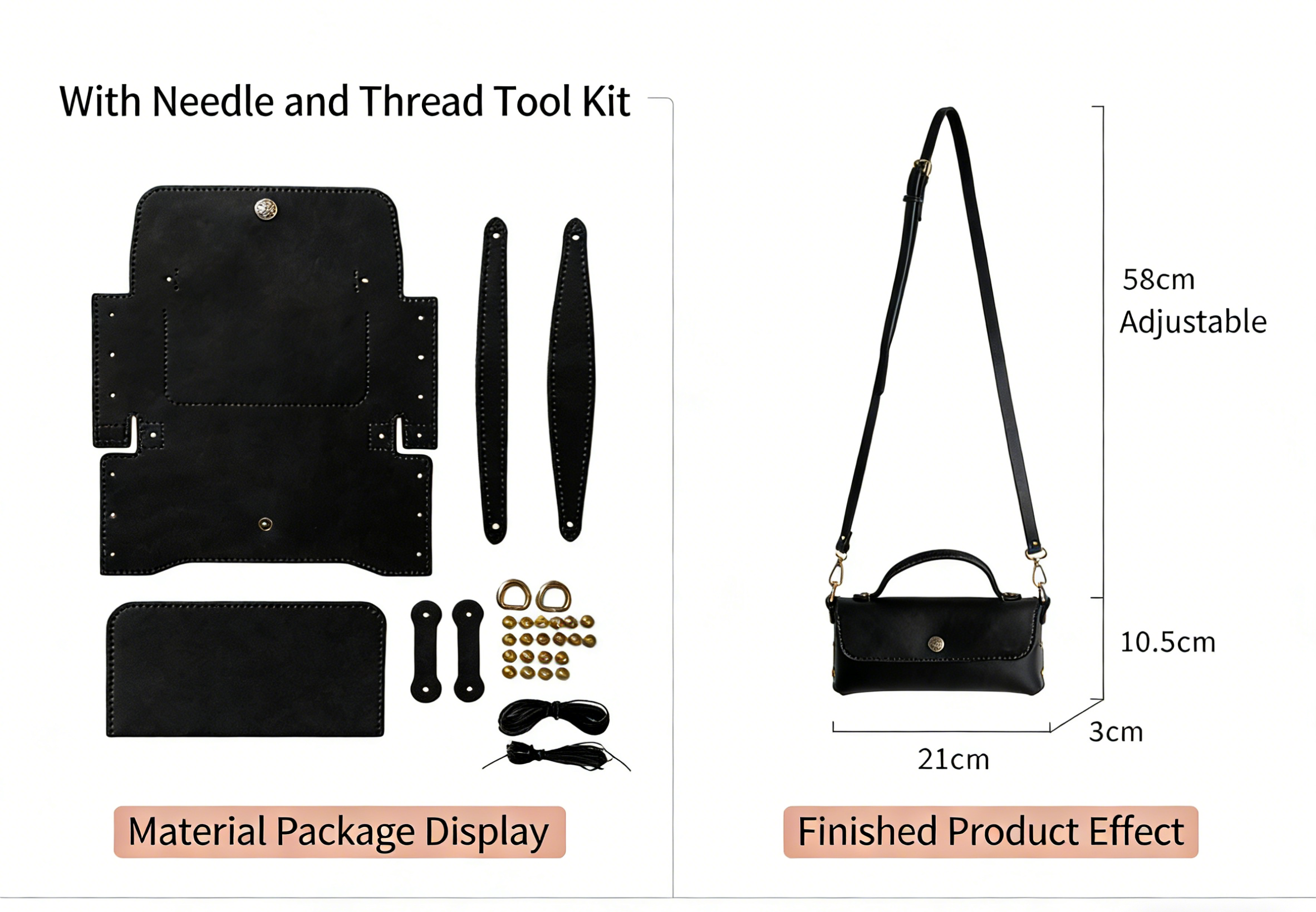 DIY PU Leather Handbag Kit | Beginner-Friendly Crossbody & Handheld Craft Set with Video Tutorial