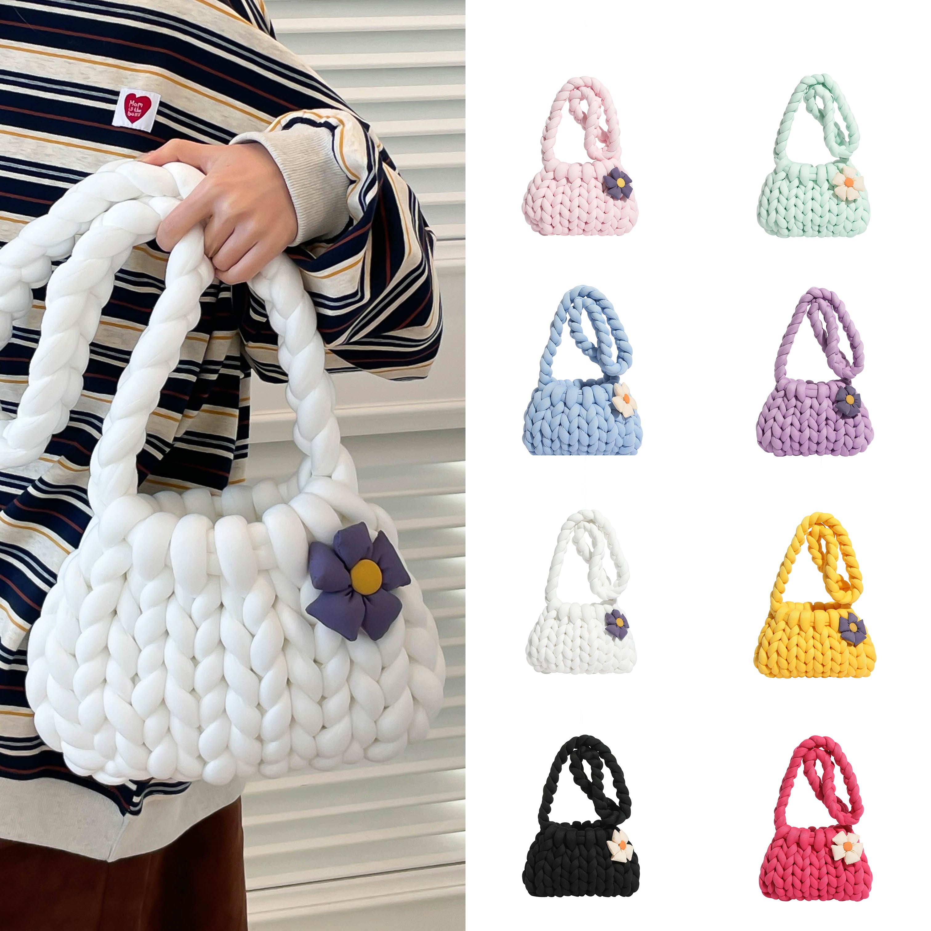 DIY Crochet Shoulder Bag Kit for Beginners – Handmade Yarn Crossbody Purse Craft Set with Tools & Video Tutorial