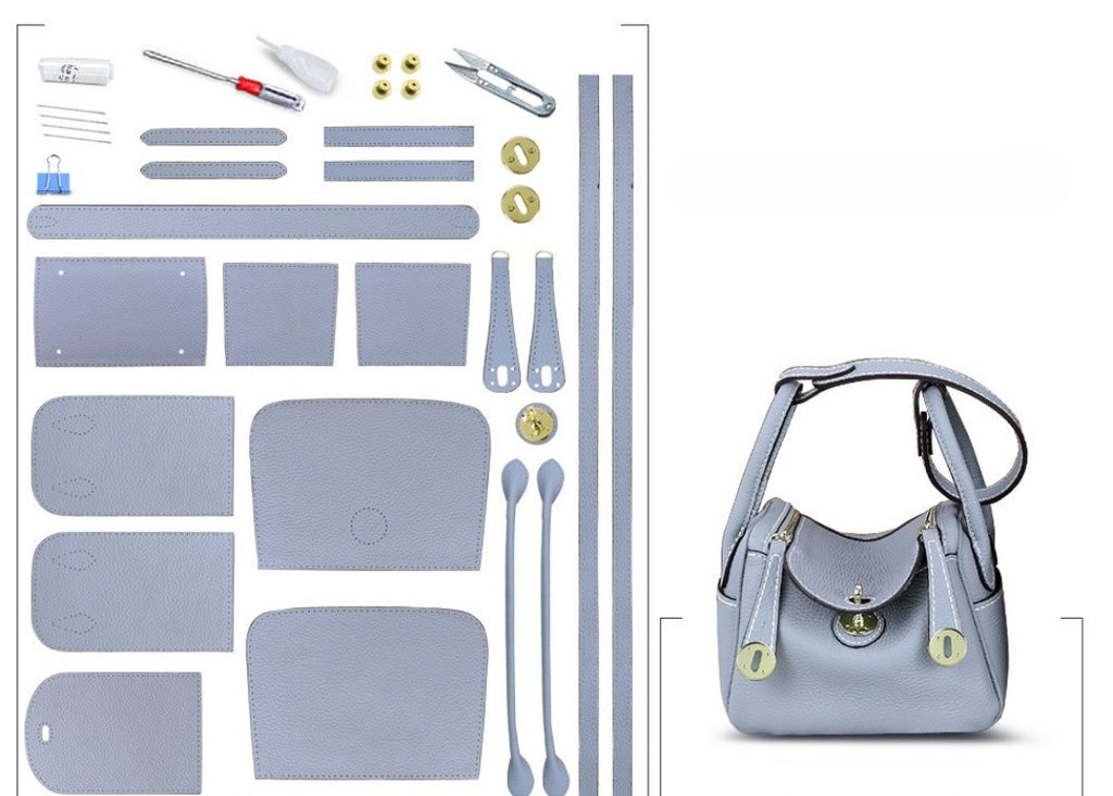 DIY Leather Shoulder Bag Kit – Beginner Top-Grain Cowhide Handmade Handbag