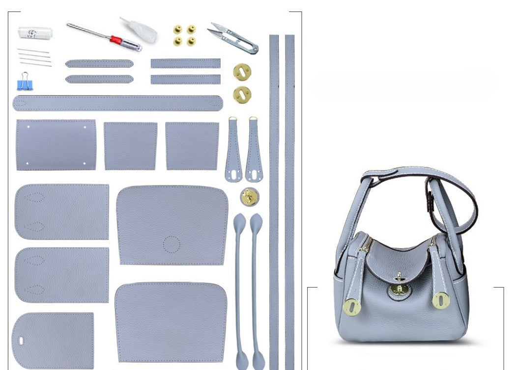 DIY Leather Shoulder Bag Kit – Beginner Top-Grain Cowhide Handmade Handbag
