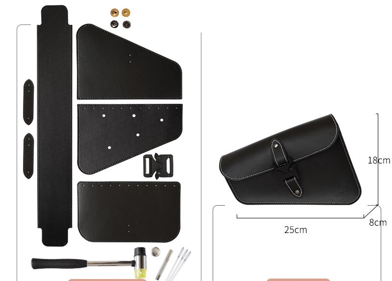 DIY Leather Motorcycle Bag Kit | Beginner-Friendly Cowhide Saddle Bag Craft Set with Video Tutorial