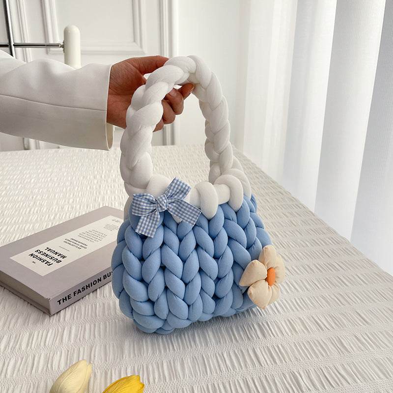 DIY Crochet Handbag Kit for Beginners – Handmade Tote Bag Craft Kit with Soft Yarn, Complete Materials & Video Tutorial
