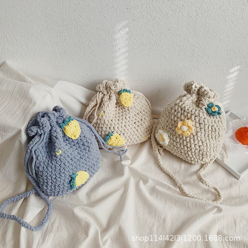 DIY Crochet Animal Shoulder Bag Kit for Beginners – Handmade Bear & Fruit Crossbody Bag with Video Tutorial