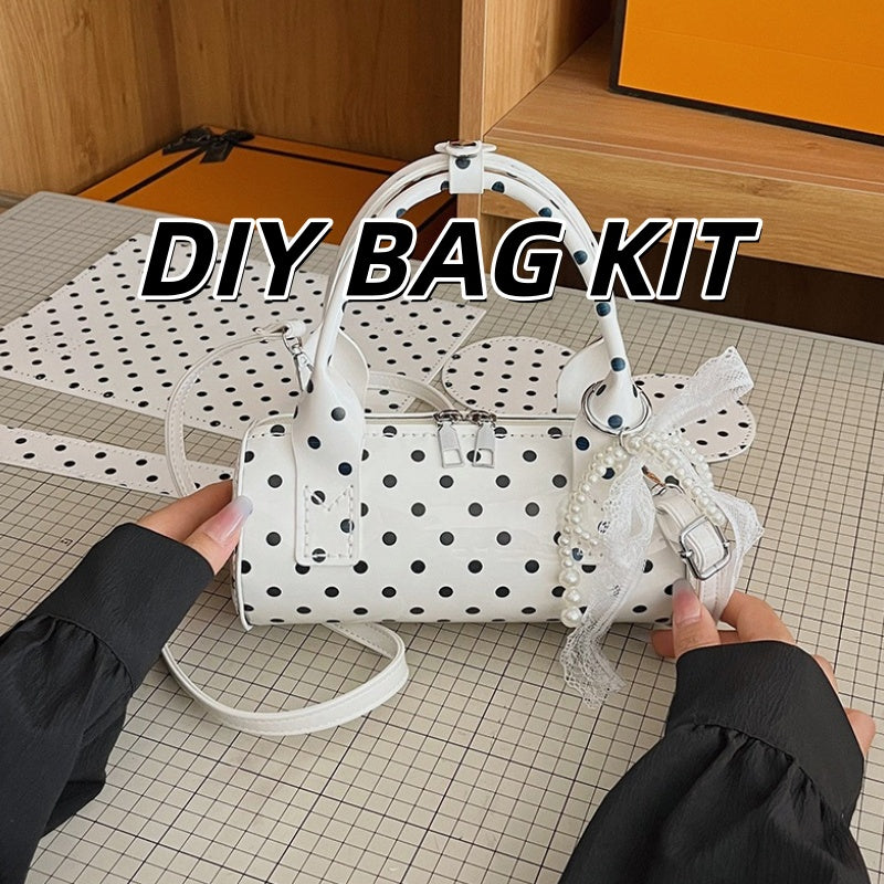 DIY Polka Dot PU Leather Handbag Kit | Beginner-Friendly Mini Tote & Crossbody Purse Craft Set with Video Tutorial