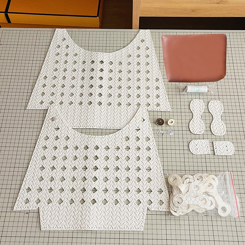 DIY Woven Bucket Bag Kit | Beginner-Friendly PU Leather Hollow Weave Handbag Craft Set with Video Tutorial