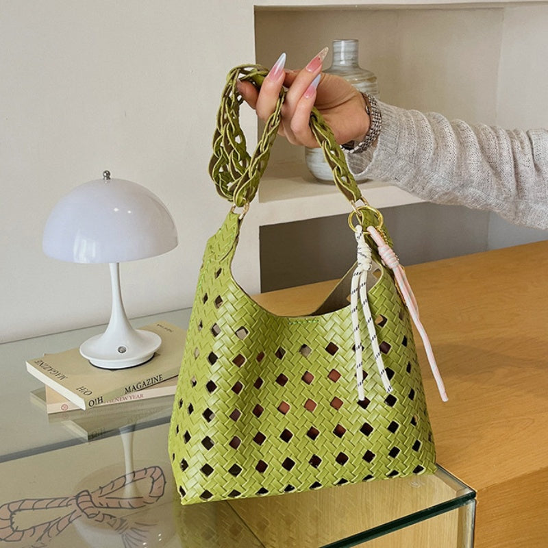 DIY Woven Bucket Bag Kit | Beginner-Friendly PU Leather Hollow Weave Handbag Craft Set with Video Tutorial