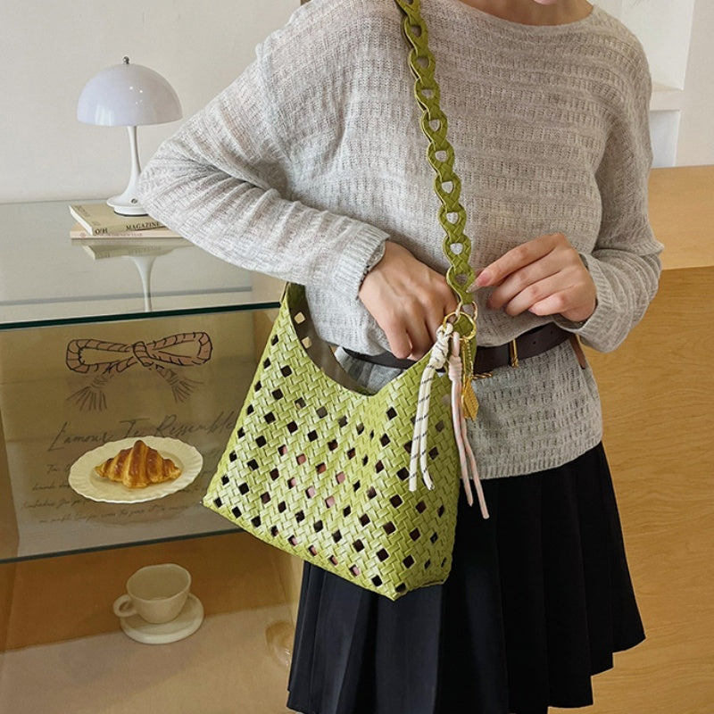 DIY Woven Bucket Bag Kit | Beginner-Friendly PU Leather Hollow Weave Handbag Craft Set with Video Tutorial