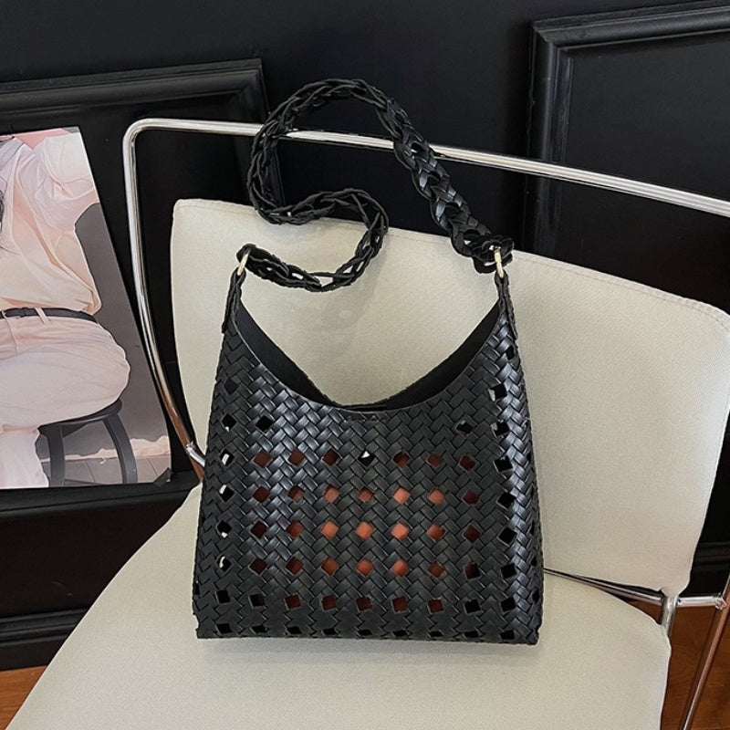 DIY Woven Bucket Bag Kit | Beginner-Friendly PU Leather Hollow Weave Handbag Craft Set with Video Tutorial