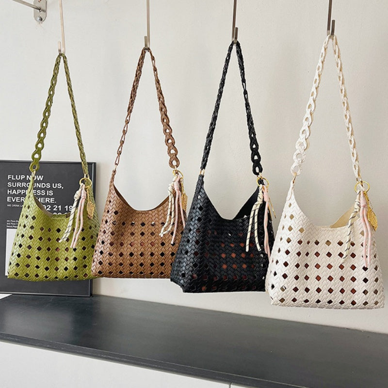 DIY Woven Bucket Bag Kit | Beginner-Friendly PU Leather Hollow Weave Handbag Craft Set with Video Tutorial