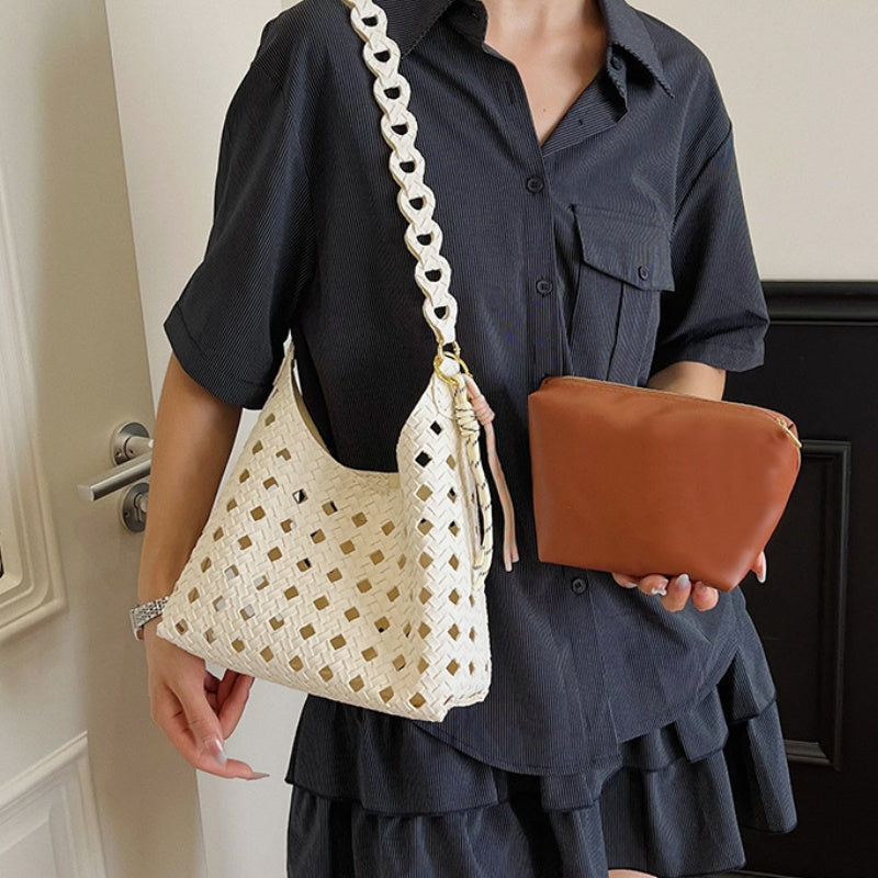 DIY Woven Bucket Bag Kit | Beginner-Friendly PU Leather Hollow Weave Handbag Craft Set with Video Tutorial