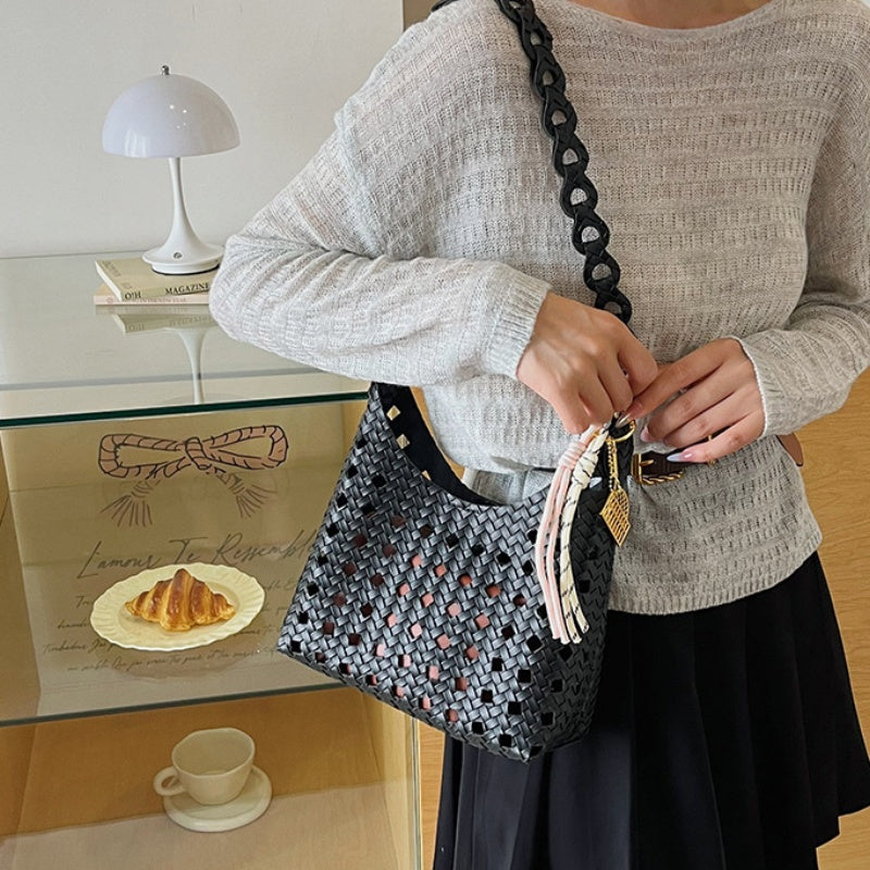 DIY Woven Bucket Bag Kit | Beginner-Friendly PU Leather Hollow Weave Handbag Craft Set with Video Tutorial