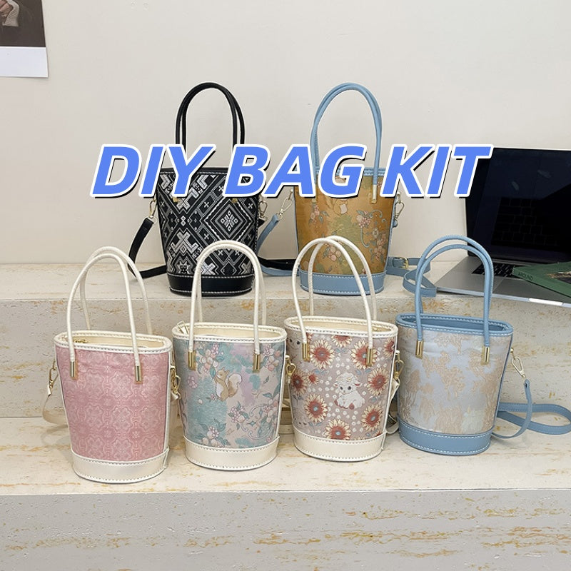 DIY PU Leather Bucket Bag Kit | Handmade Crossbody Shoulder Bag Craft Set for Beginners with Video Tutorial