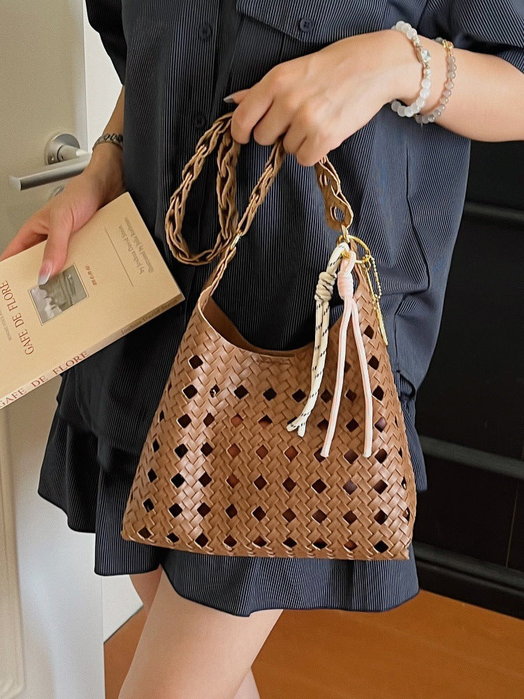 DIY Woven Bucket Bag Kit | Beginner-Friendly PU Leather Hollow Weave Handbag Craft Set with Video Tutorial