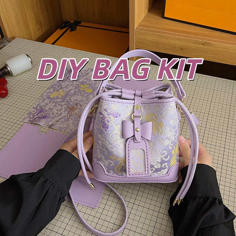 DIY PU Leather Bow Bucket Bag Kit | Beginner-Friendly Vintage Handbag Craft Set with Video Tutorial